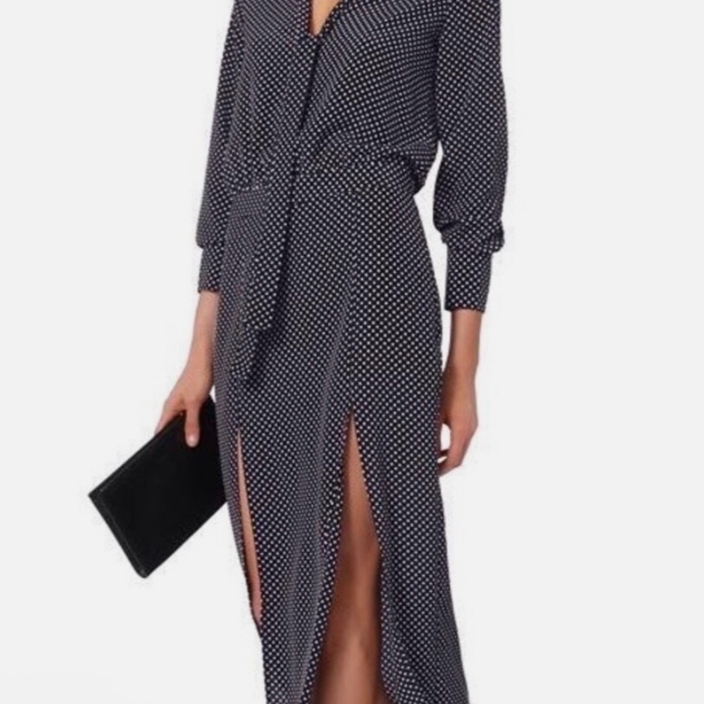 Alexis Navy and White Polka Dot Midi Dress